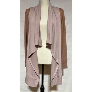 LOGO LOUNGE Lori Goldstein Sz S open front two tone draped jacket w/ pockets